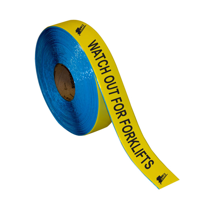Superior Mark® Floor Tape, 2'' x 100', WATCH OUT FOR FORKLIFTS