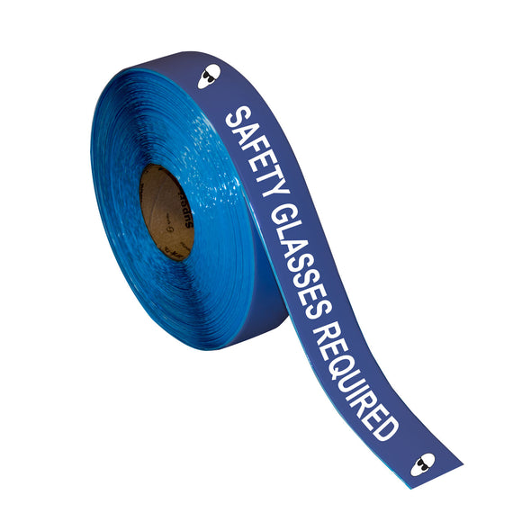 Floor Marking Message Tape, 2'' x 100' , SAFETY GLASSES REQUIRED