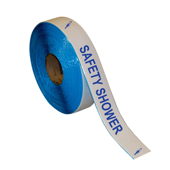Floor Marking Message Tape, 2'' x 100' , SAFETY SHOWER KEEP CLEAR