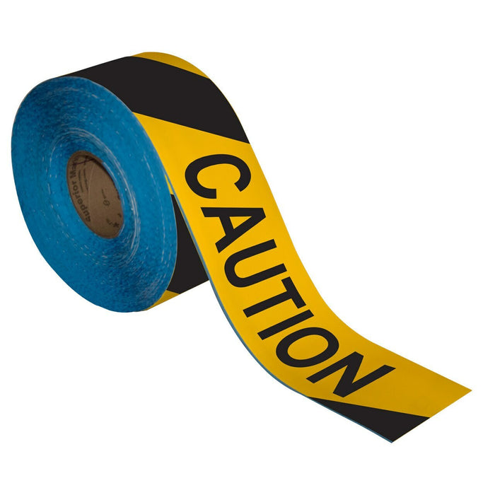 Superior Mark® Floor Tape, 4'' x 100', CAUTION Black/Yellow Stripe