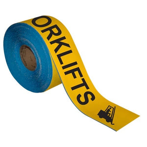 Floor Marking Message Tape, 4'' x 100' , WATCH OUT FOR FORKLIFTS