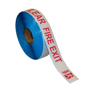 Floor Marking Message Tape, 2'' x 100' , FIRE EXIT KEEP CLEAR