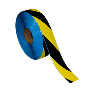 Floor Marking Tape, 2'' x 100' , Black/Yellow Hazard Stripe