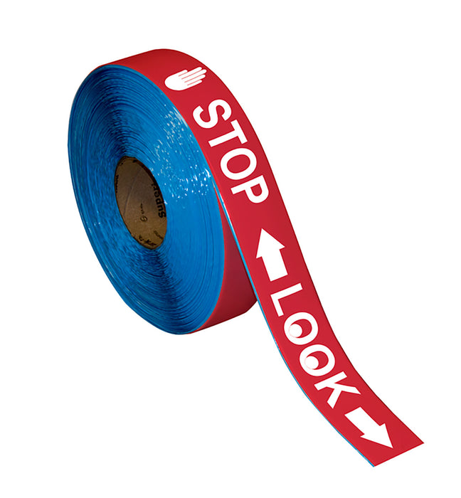 Superior Mark® Floor Tape, 2'' x 100', STOP LOOK