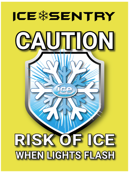 Ice Warning Flashing LED Safety Sign with Micro-Prismatic Hi-Vis Background - Ice Sentry