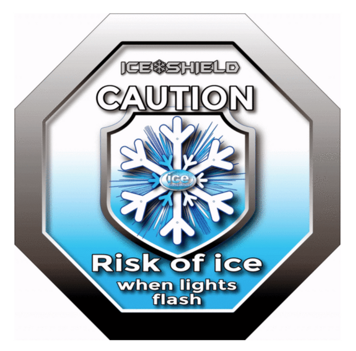 Octagon Ice Warning Flashing LED Safety Sign - Ice Shield