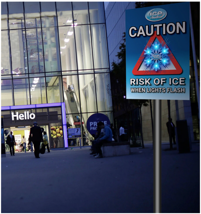 Ice Warning Flashing LED Safety Sign - Ice Warrior