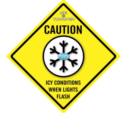 US Highway Style Ice Hazard Flashing LED Safety Sign - Ice Trooper