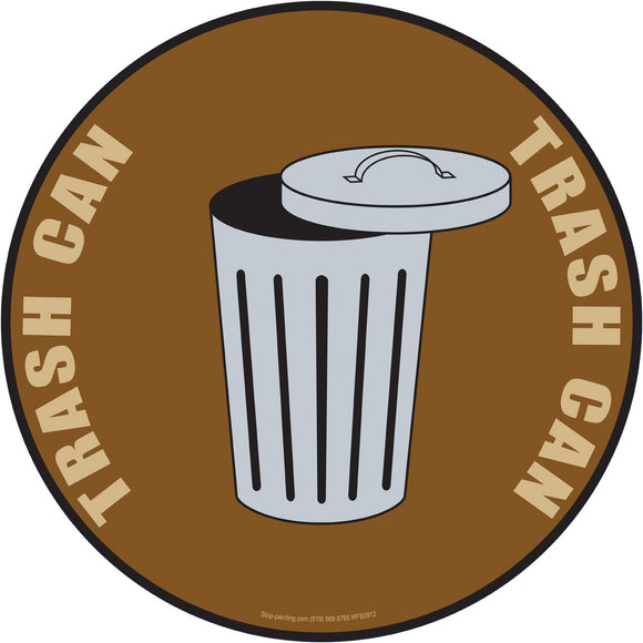 Floor Sign, Rubber, Brown Trash Can, 17.5''