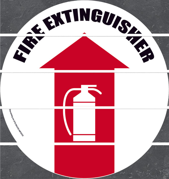 Floor Sign, Superior Mark,  Fire Extinguisher Arrow White Background, 17.5