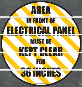 Floor Sign, Rubber, Area in Front of Electrical Panel Must be Kept Clear , 17.5"