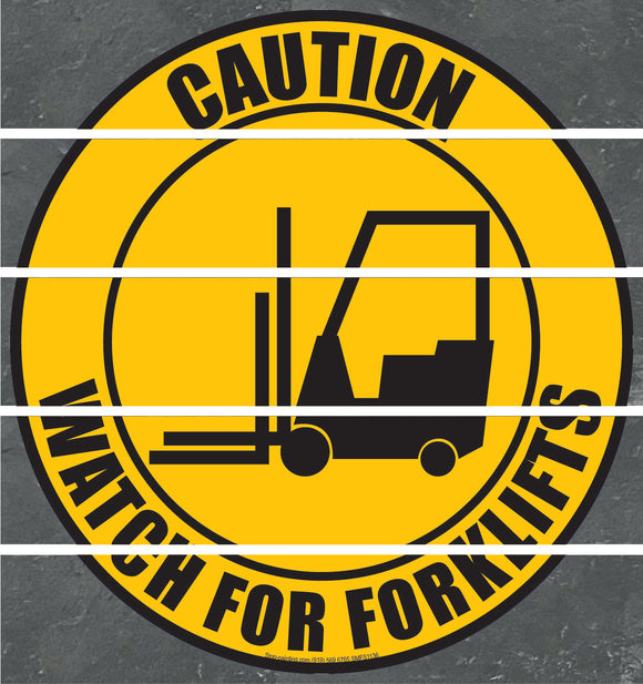 Floor Sign, Rubber, Caution - Watch for Forklift, 17.5