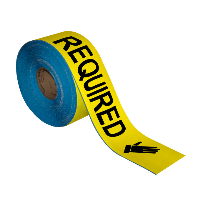 Superior Mark® Floor Tape, 4'' x 100', HAND PROTECTION REQUIRED