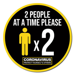 Two People At a Time Please Anti-Slip Floor Sticker - 24" Diameter - makesafetyvisible.com