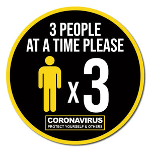 Three People At a Time Anti-Slip Floor Sticker - 36" Diameter - makesafetyvisible.com