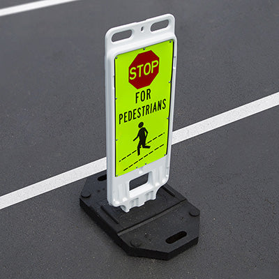 STOP For Pedestrians - 40" H x 14" W Plastic Diamond-Grade Traffic Control Crosswalk Sign