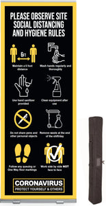 Hygiene & Social Distancing Site Rules - Roll-Up Banner Stand