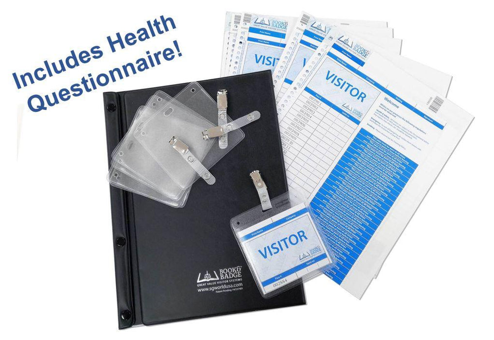 Health Questionnaire Visitor Pass Book & Badge Kits.