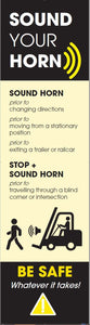 Forklift Truck Safety: 'Sound Your Horn' Pallet Rack-End Banner