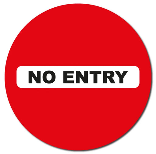 No Entry - Multi-Purpose Vinyl Sticker. Sizes:  4'' - 8'' - 12'' - makesafetyvisible.com