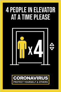 4 People in Elevator Please Polystyrene Sign | 12" x 18"