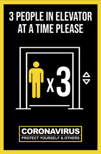 3 People in Elevator Please Polystyrene Sign | 12" x 18"