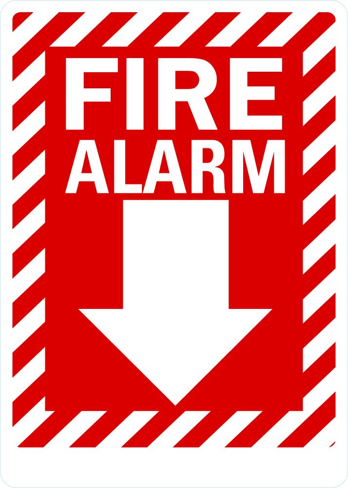 Fire Alarm (Down Arrow) Sign — makesafetyvisible.com