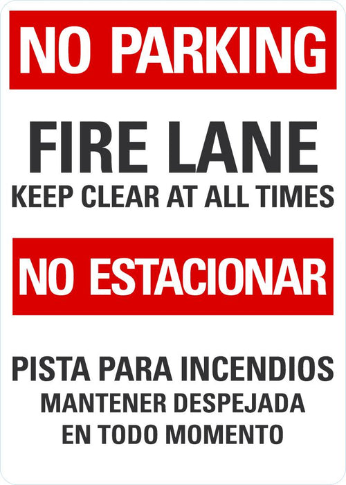 NO PARKING Fire Lane (English/Spanish) Sign