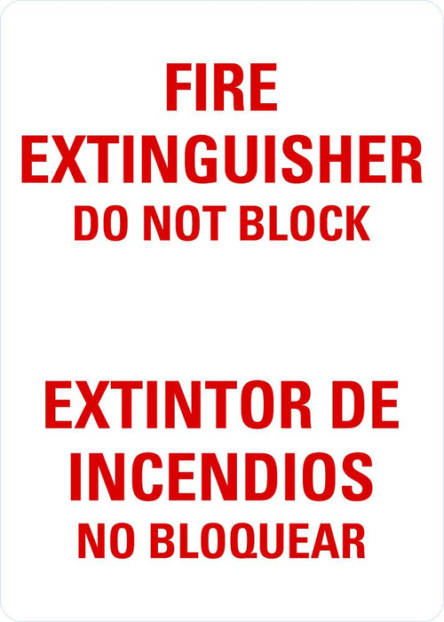 Fire Extinguisher Do Not Block (English/Spanish) Sign