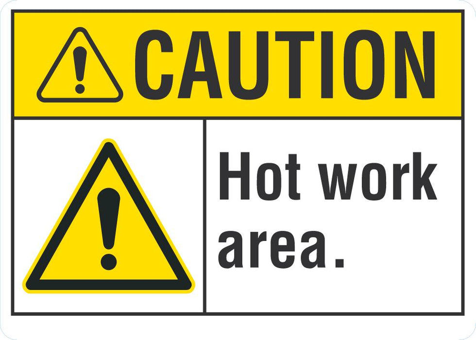 CAUTION Hot Work Area Sign — makesafetyvisible.com