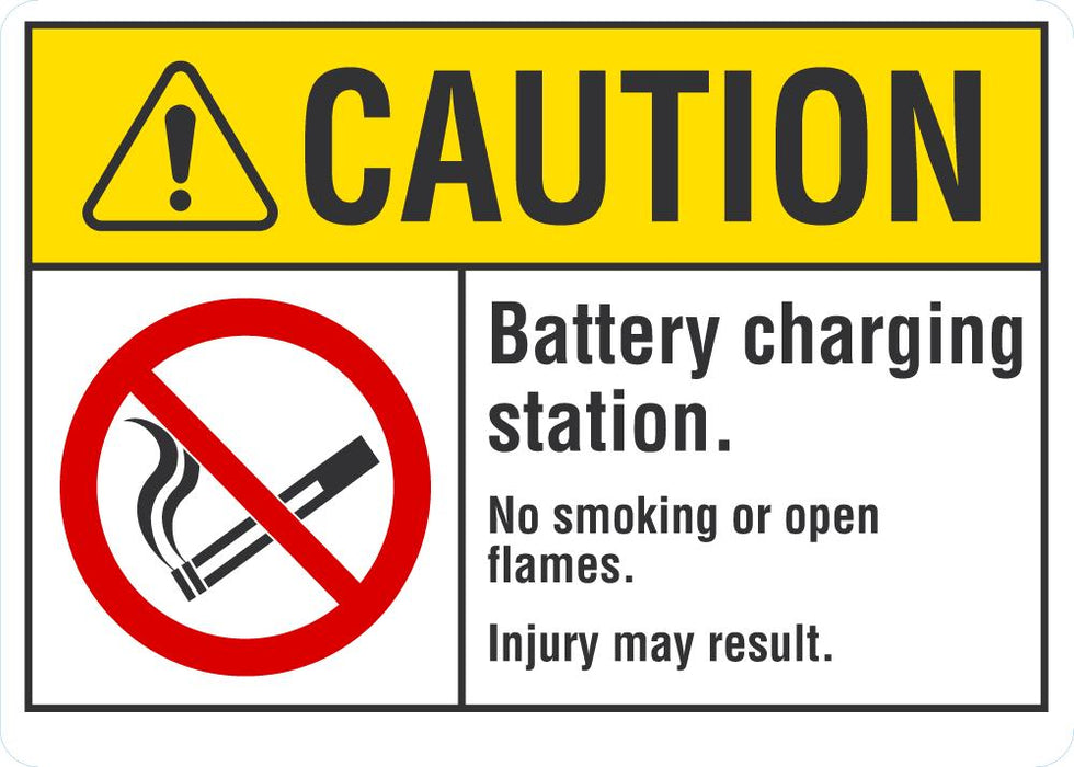 CAUTION Battery Charging Station (No Smoke) Sign