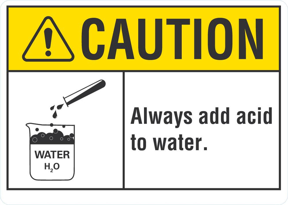 CAUTION Always Add Water To Acid Sign