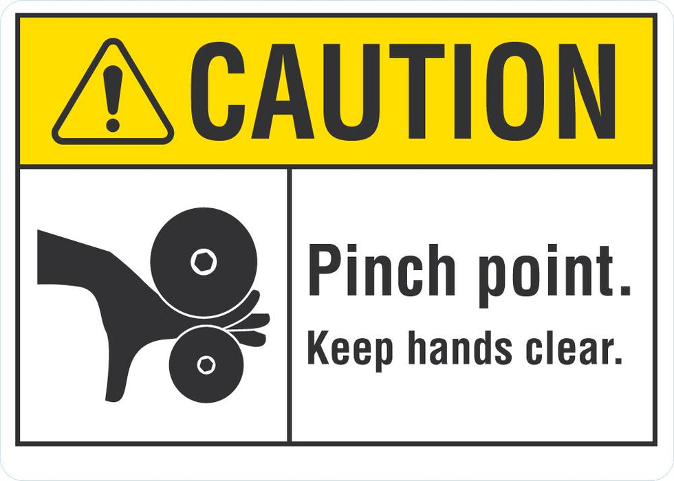 CAUTION Pinch Point, Keep Hands Clear Sign
