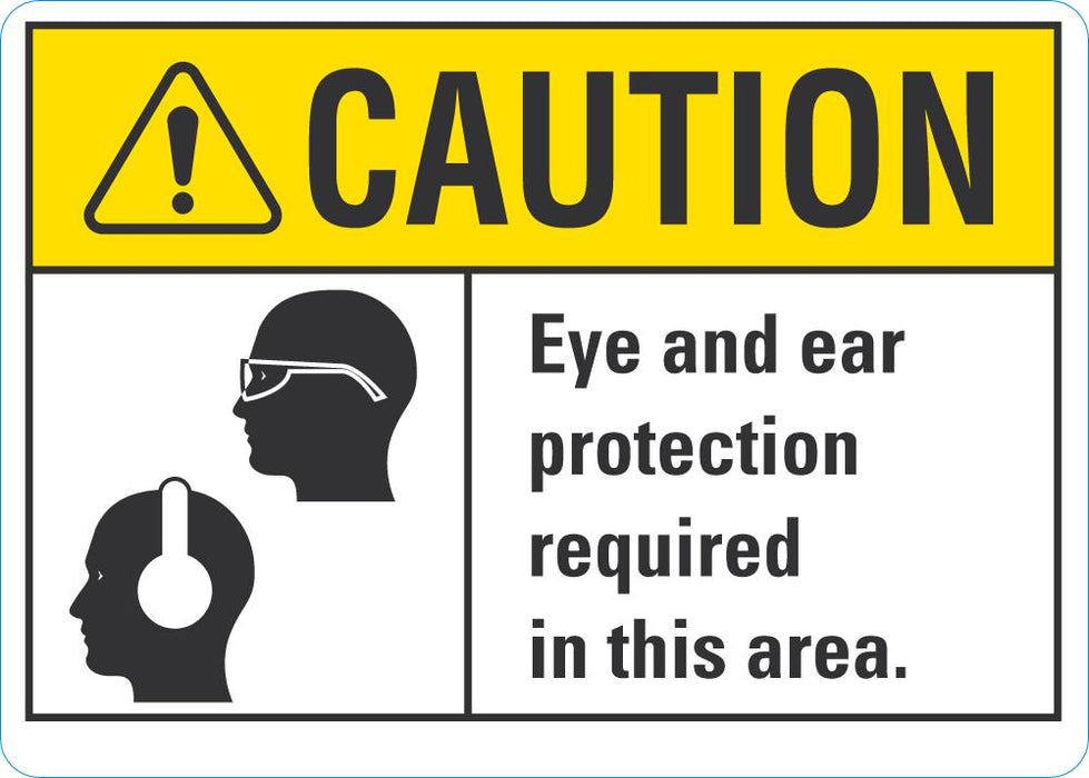 CAUTION Eye And ear Protection Required In This Area Sign