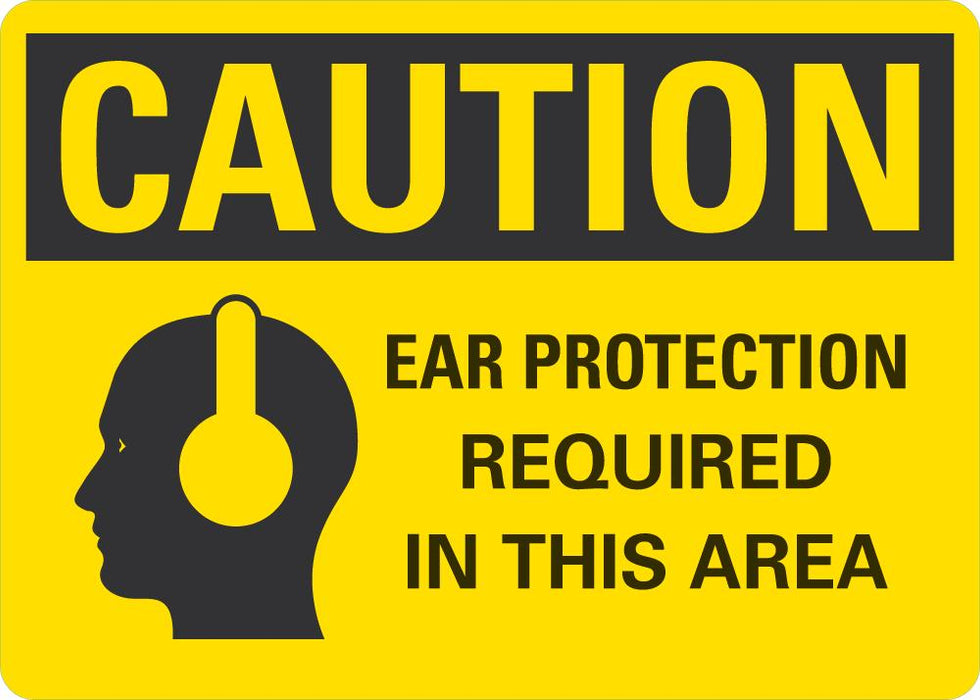 CAUTION Ear Protection Required In This Area Sign