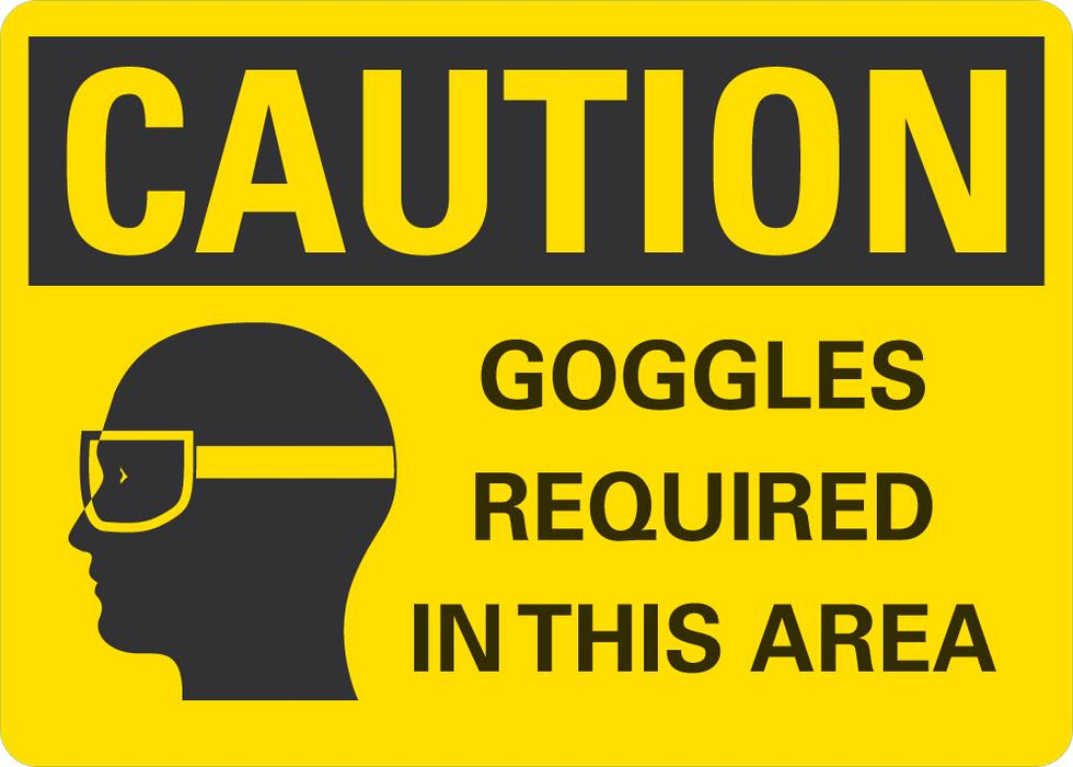 CAUTION Googles Required In This Area Sign