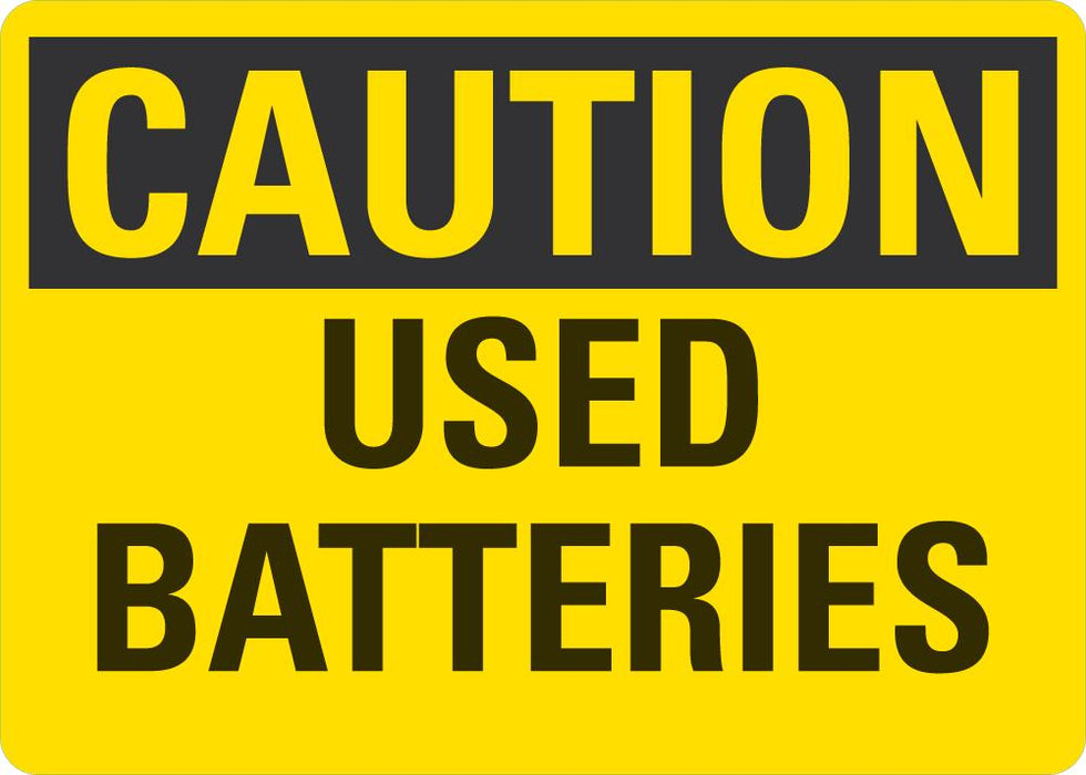 CAUTION Used Batteries Sign