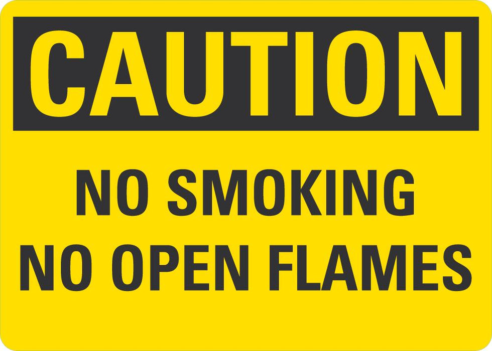 CAUTION No Smoking No Open Flames Sign