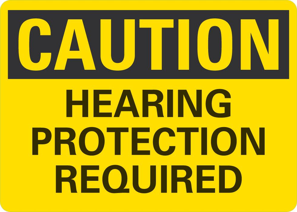 CAUTION Hearing Protection Required Sign