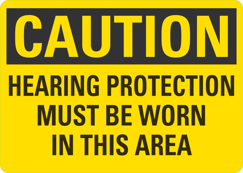 CAUTION Hearing Protection Must Be Worn In This Area Sign