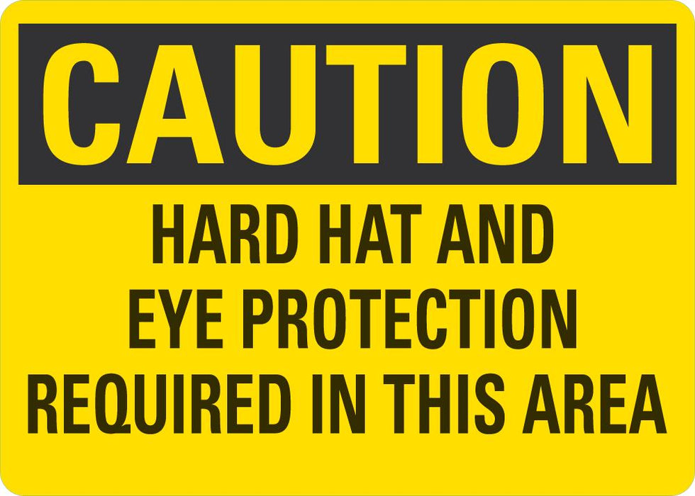 CAUTION Hard Hat And Eye Protection Required In This Area Sign