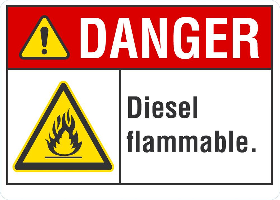 DANGER Diesel Flammable Sign