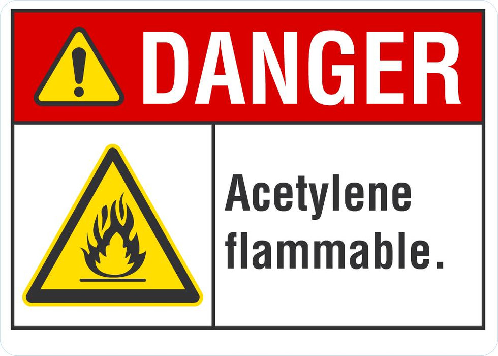 DANGER Acetylene Flammable Sign