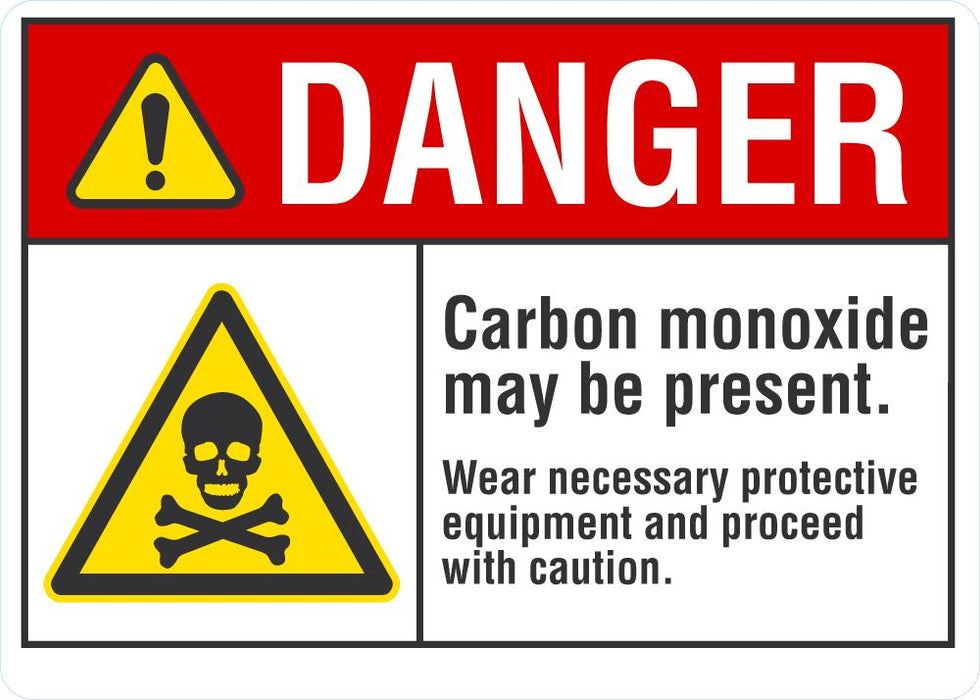 DANGER Carbon Monoxide May Be Present Sign
