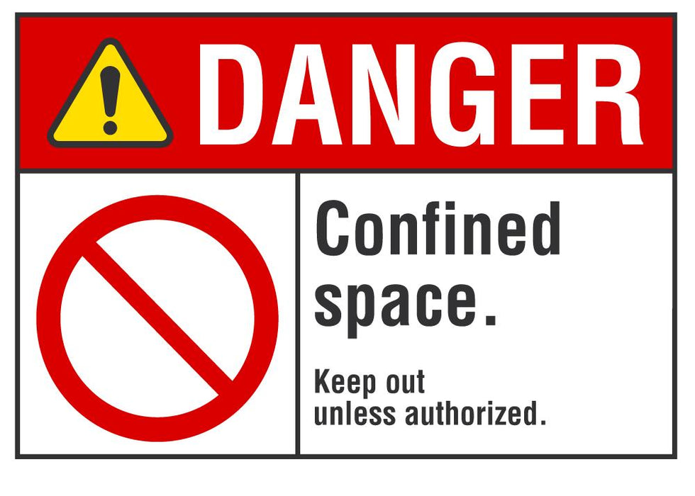 DANGER Confined Space, Keep Out Unless Authorized Sign