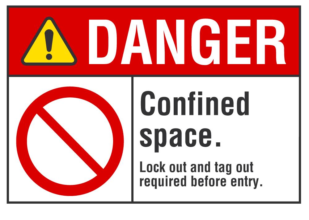 DANGER Confined Space, Lock Out And Tag Out Required Sign ...