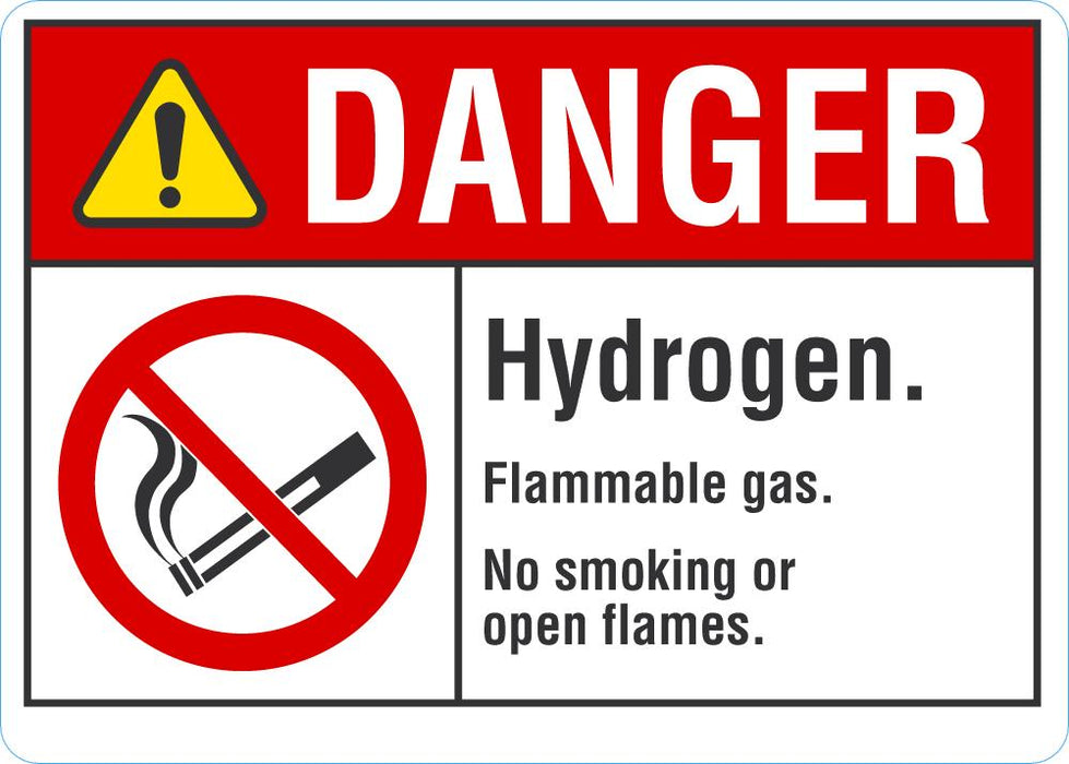 DANGER Hydrogen, Flammable Gas Sign