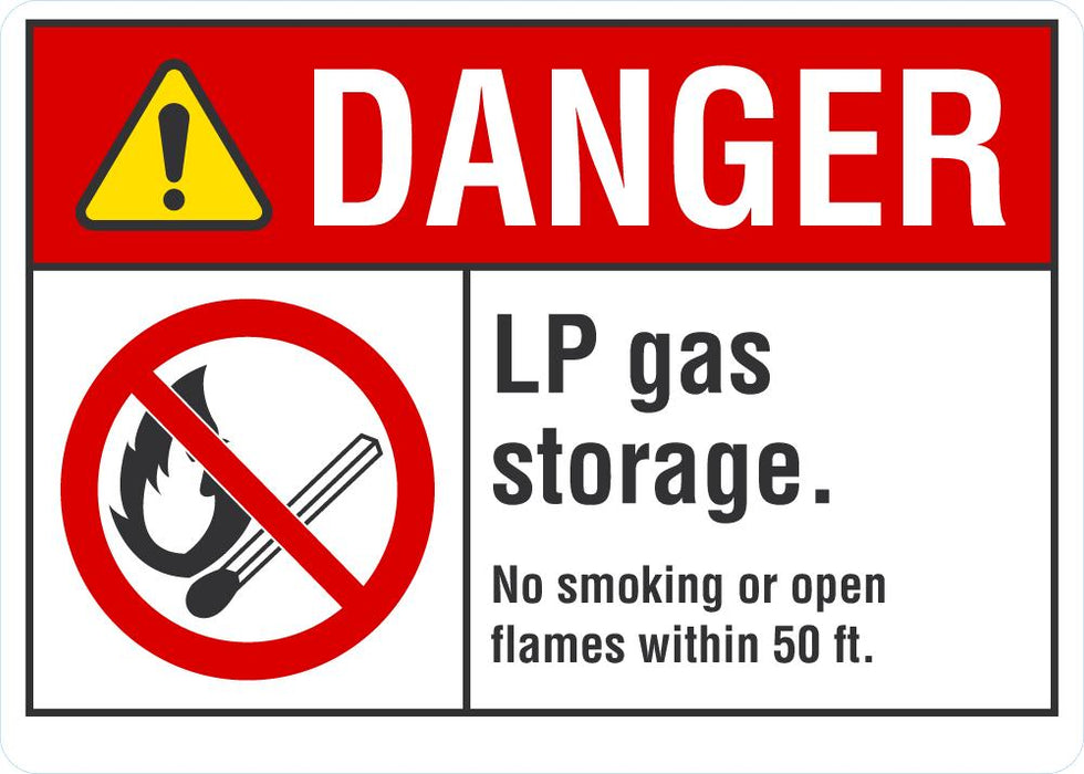 DANGER LP Gas Storage, No Smoking Sign