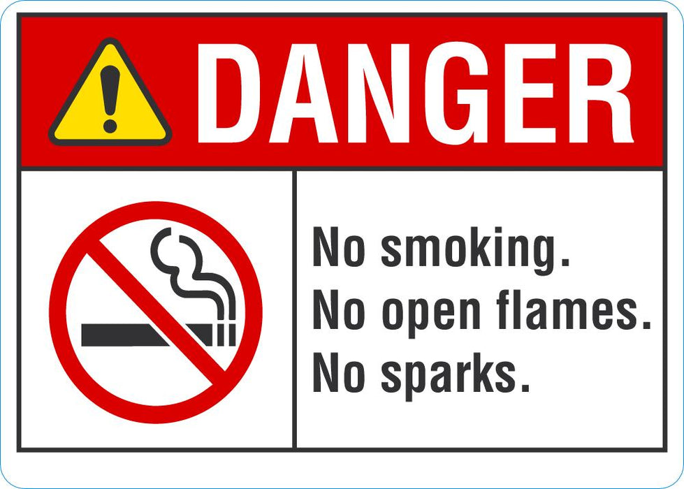 DANGER No Smoking, No Open Flames, No Sparks Sign