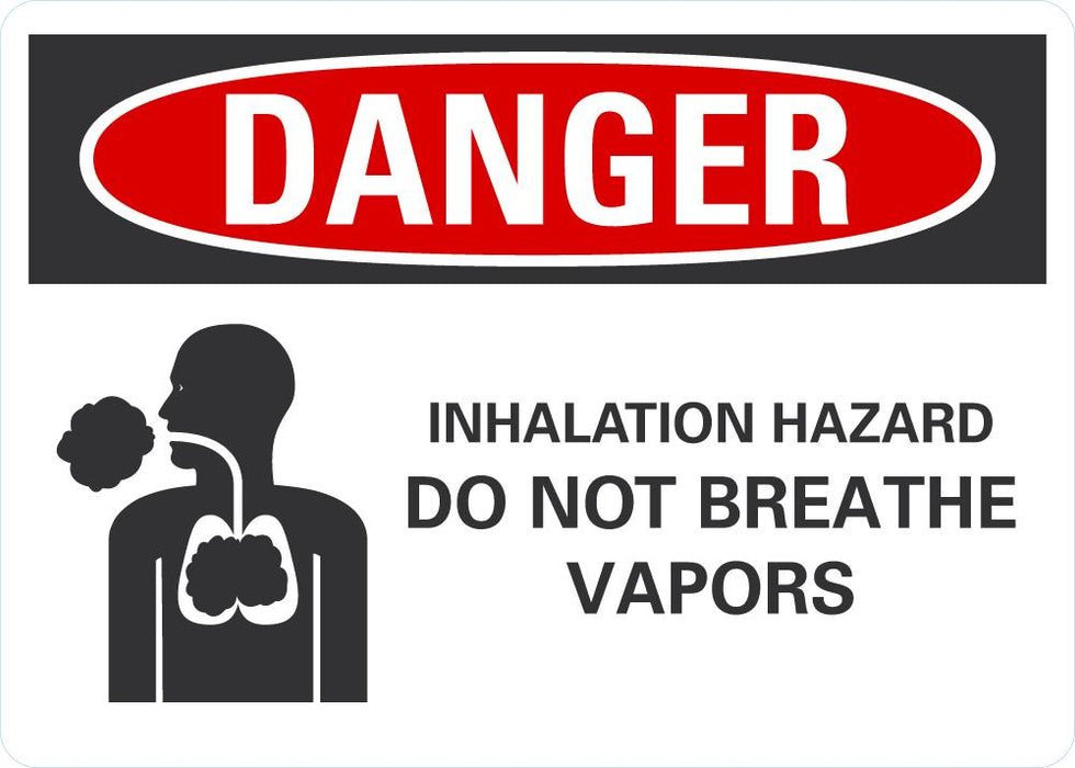 No Inhaler Sign DANGER Inhalation Hazard, Do Not Breathe Vapors Sign ...